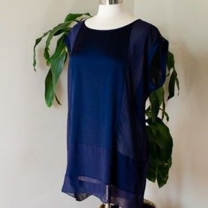 Eileen Fisher Silk Navy Blue Tunic
